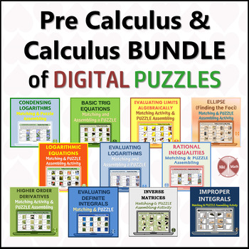 Preview of Pre Calculus & Calculus Bundle of Digital Puzzles (Google Slides Products)