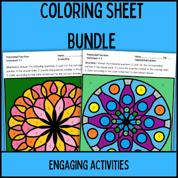 Preview of Pre Calculus Algebra 2 Coloring Sheets Bundle 2