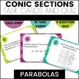 Pre Calculus Conic Sections Parabolas Task Cards and Quiz