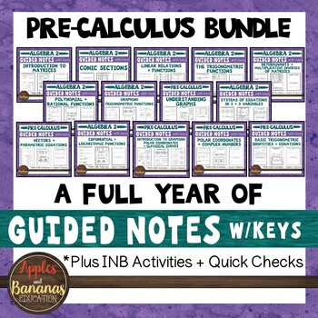 Preview of Pre-Calculus Interactive Notebook Activities and Guided Notes Bundle