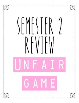 Preview of Pre-Calculus Semester 2 Flamingo Review Unfair Game