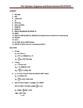 precalculus review worksheet with answers