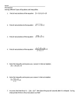 Preview of Pre-Calculus - Solving Radical Equations and Inequalities - EDITABLE