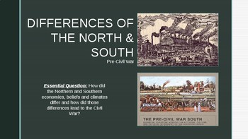Preview of Pre Civil War: Differences between North and South PowerPoint