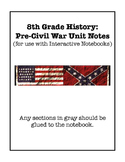 Pre-Civil War Interactive Notebook Foldable Files
