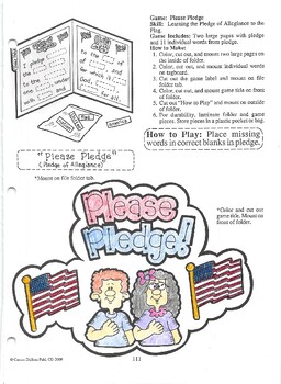 Preview of Pre-Colored Pledge and Star Spangled Banner file folder activity
