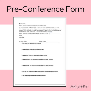 Preview of Pre-Conference Form