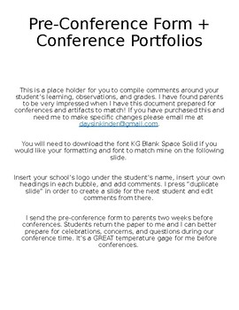 Preview of Pre Conference Form and Conference Portfolio
