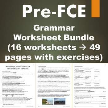 Preview of Pre-FCE - Grammar Worksheet Bundle - 16 worksheets - 49 pages with exercises
