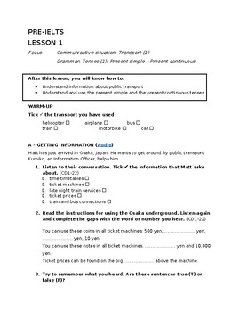 Preview of Pre-IELTS (Band 3.5) - Speaking Lesson 01: Transport 01