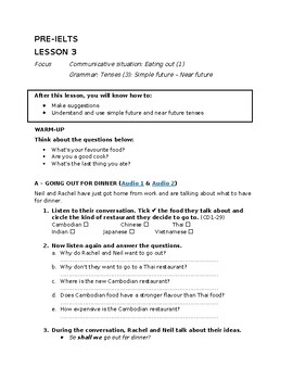 Preview of Pre-IELTS (Band 3.5) - Speaking Lesson 03: Eating out 01