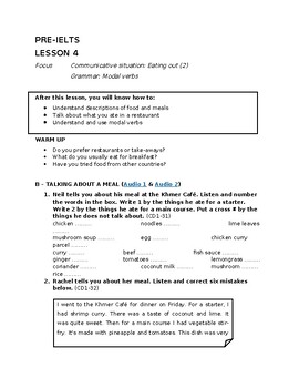 Preview of Pre-IELTS (Band 3.5) - Speaking Lesson 04: Eating out 02