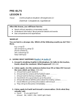 Preview of Pre-IELTS (Band 3.5) - Speaking Lesson 05: Emergencies 01