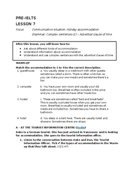 Preview of Pre-IELTS (Band 3.5) - Speaking Lesson 07: Holiday accommodation 01
