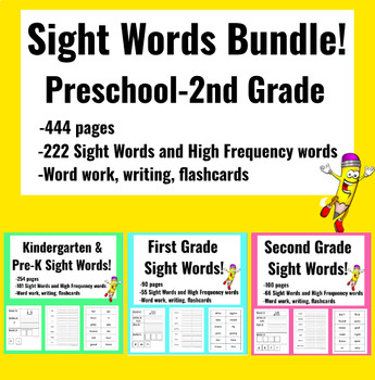 Preview of Sight Words High Frequency activities worksheets practice pages Kindergarten 1st