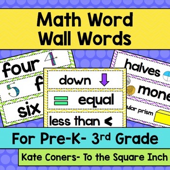 Preview of Pre-K – 3rd Grade Math Common Core Word Wall Words (Chevron Print)