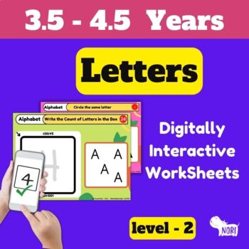 Preview of Pre -K - Alphabet & Letters - Interactive Worksheets - 3-5 year Kids. Level 2