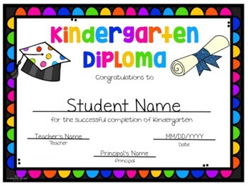Pre K Certificate Kindergarten Diploma Prep Diploma Kindergarten Graduation