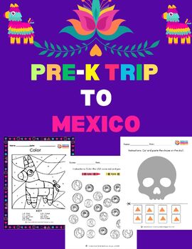 Preview of Pre-K Cinco de Mayo Spanish Animal's Food, Math, Number, Design Art & Craft
