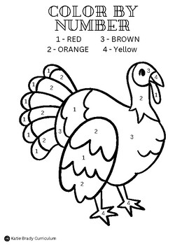 Pre-K Color by Number: Thanksgiving Turkey by Mary Luedecke | TPT