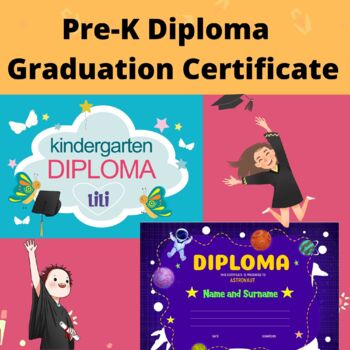 Preview of Pre-K Diploma Pre-K Graduation Certificate End Of The Year Editable Preschool