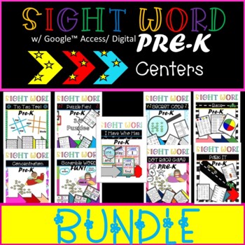 Preview of Pre-K Sight Word Centers/ Activities | Low Prep | Hands On | Digital/ Google™