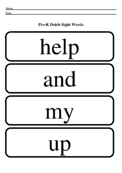 Preview of Pre-K Dolch Sight Words Flashcards