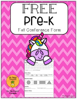 Preview of Pre-K Fall Conference Form FREEBIE