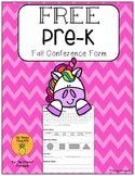 Pre-K Fall Conference Form FREEBIE