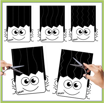 Frankenstein Halloween Scissor Skills Haircut Activity - Kids