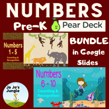 Preview of Pre-K Google slides™ Interactive Pear Deck BUNDLE Numbers 0-10