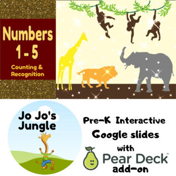 Preview of Pre-K Google slides™ Interactive Pear Deck Numbers 1-5