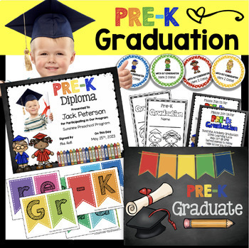 Preview of Pre-K Graduation Bundle - Diplomas - Invitations Banner - Announcements PREK PK