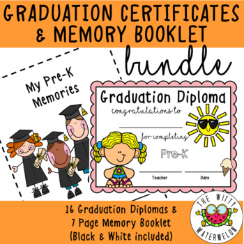Preview of Pre-K Graduation Certificates & Memory Booklet BUNDLE
