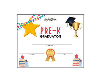 Preview of Pre-K Graduation Diploma Certificate Award Instant Download
