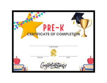 Preview of Pre-K Graduation Diploma Certificate Instant Download