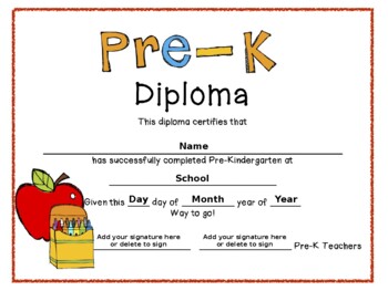 pre k graduation diplomas by bethany riethmaier tpt