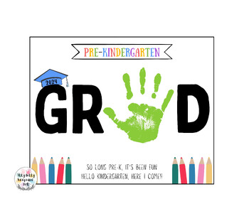 Preview of Pre-K Graduation Handprint Art Craft Printable Template / Pre-Kindergarten