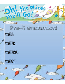 Pre-K Graduation Invitation by Bri H | Teachers Pay Teachers