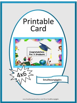 pre k printable preschool graduation card instant digital