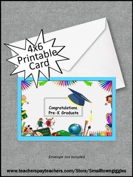 pre k printable preschool graduation card instant digital download