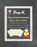 Pre-K Homework: March, April, and May Home Sweet Homework