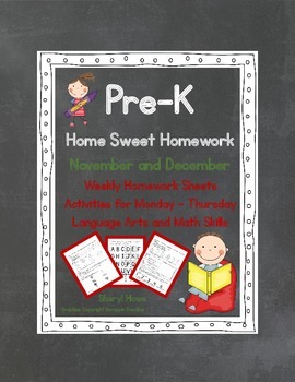 Preview of Pre-K Homework: November and December Home Sweet Homework