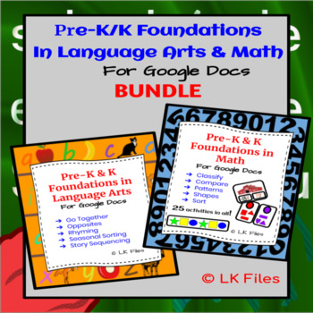 Preview of Pre-K/K Foundations in Language & Math BUNDLE - Ideal for Distance Learning