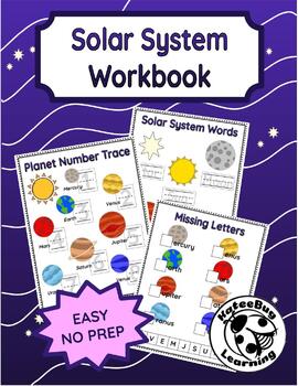 Preview of Pre-K & Kinder | Solar System Workbook | Planet Labeling, Tracing, Counting