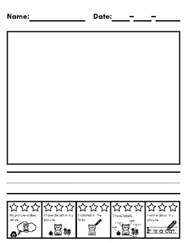 Preview of Pre-K / Kindergarten / 1st / 2nd Writing Paper with Optional Star Rubrics