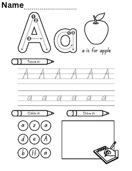 Pre-K-Kindergarten Alphabet Trace, Write, and Drawl Worksheets | TPT