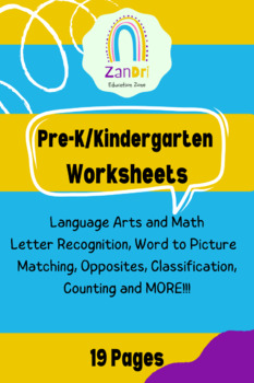 Preview of Pre-K/Kindergarten Language Arts & Math Quick Worksheets