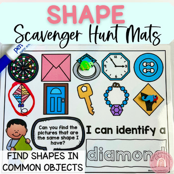 Preview of Pre-K Kindergarten Math Center Classroom 2D Shape Scavenger Hunt Mats