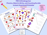 Pre-K, Kindergarten Phonics, Tracing, and Counting Bundle,